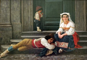 Italienische Hirtenfamilie